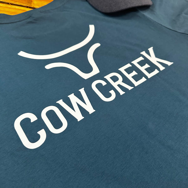 "CowCreek" Brand Tee - Teal & White