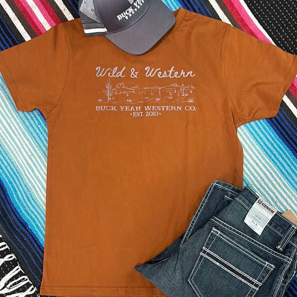 Wild & Western Mens Crew Neck Tee - Toffee
