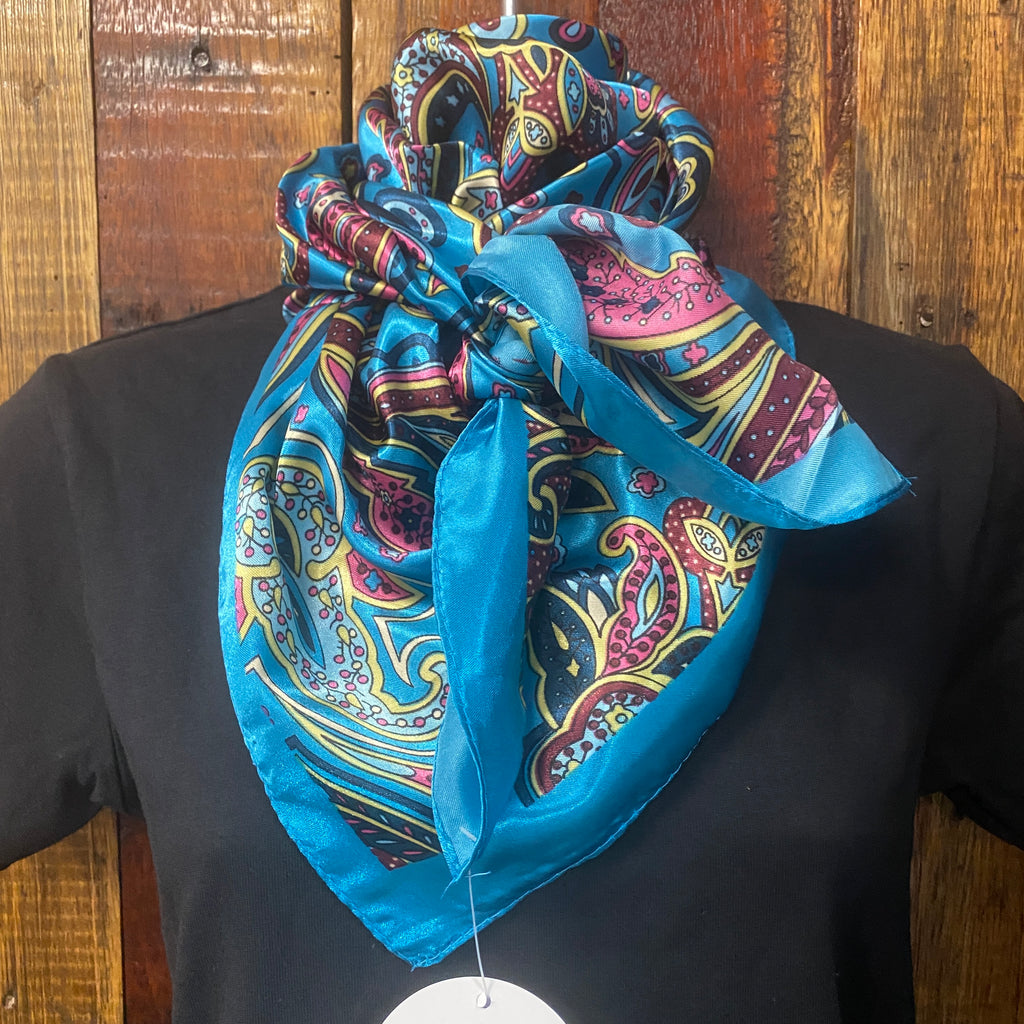 Aqua/Teal/Pink Paisley Wild Rag