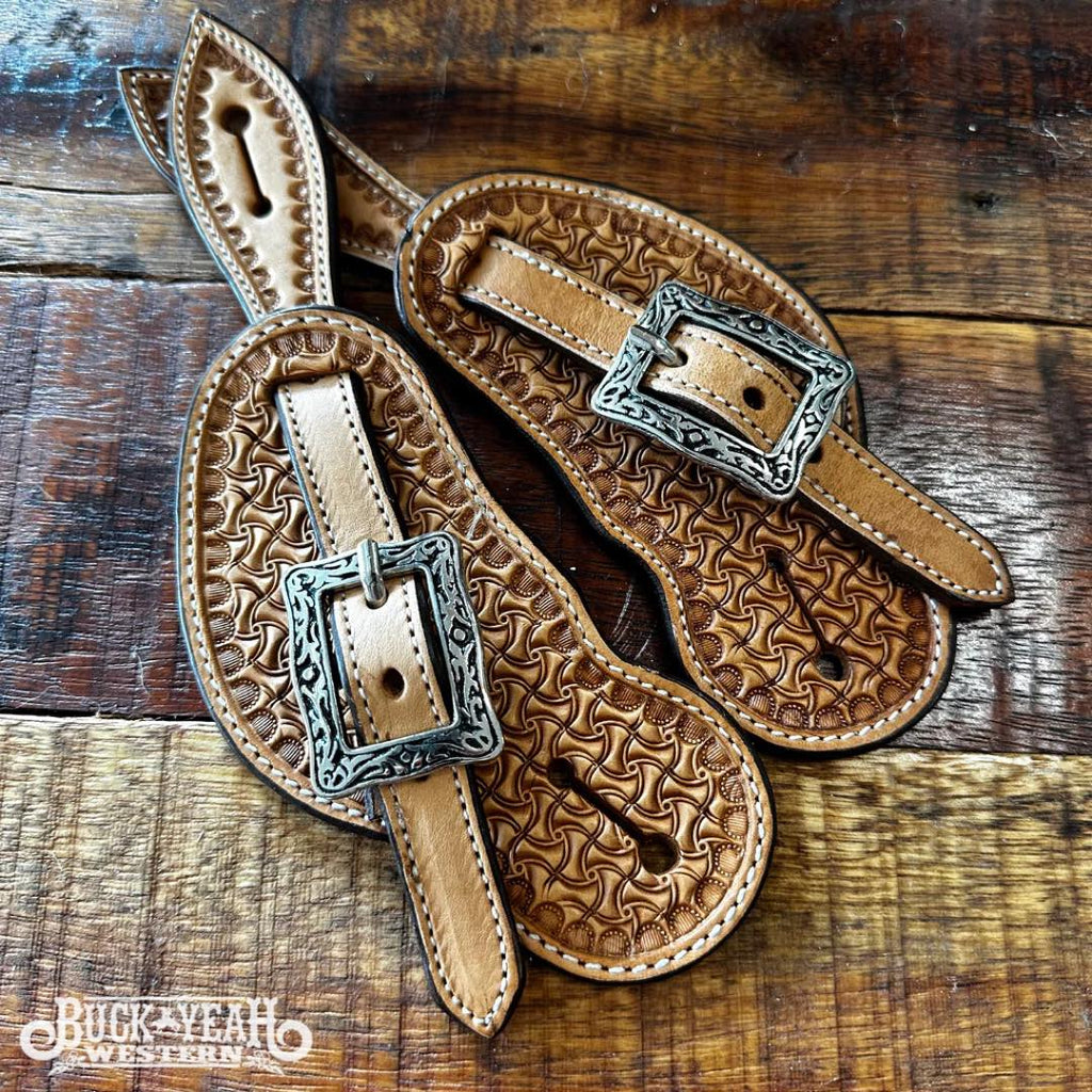Youth Cowboy Shape Spur Straps W Stamping