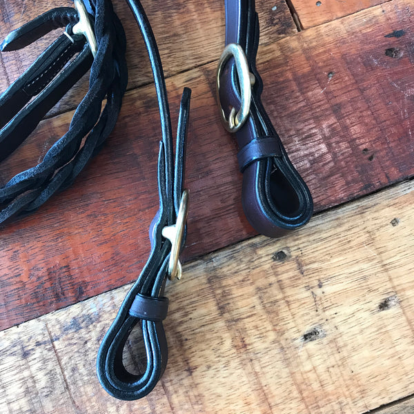 SECRET PLAIT-Leather Show Reins-Buckle Joined-HB
