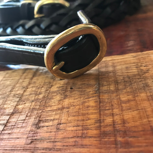 SECRET PLAIT-Leather Show Reins-Buckle Joined-HB