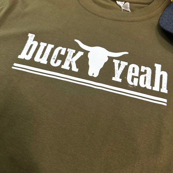 Buck Yeah Mens Crew Neck Tee - Olive