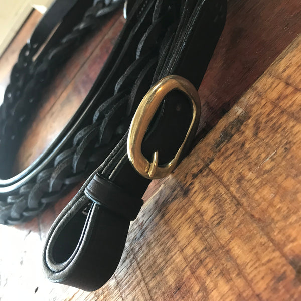SECRET PLAIT-Leather Show Reins-Buckle Joined-HB