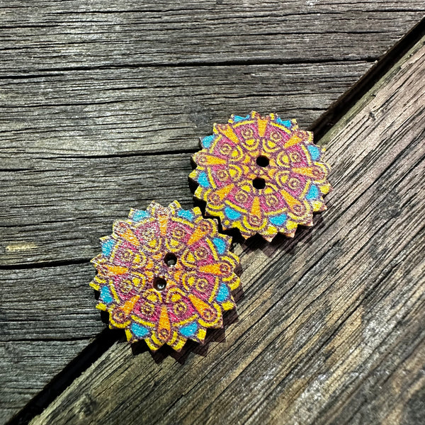 Assorted Timber Mandala Stud Earrings