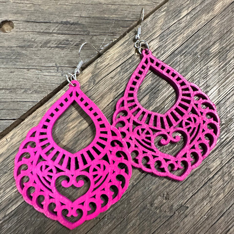 Detailed Pink Timber Dangles