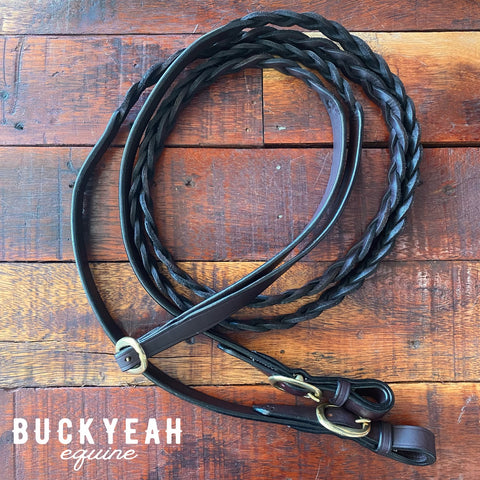 SECRET PLAIT-Leather Show Reins-Buckle Joined-HB