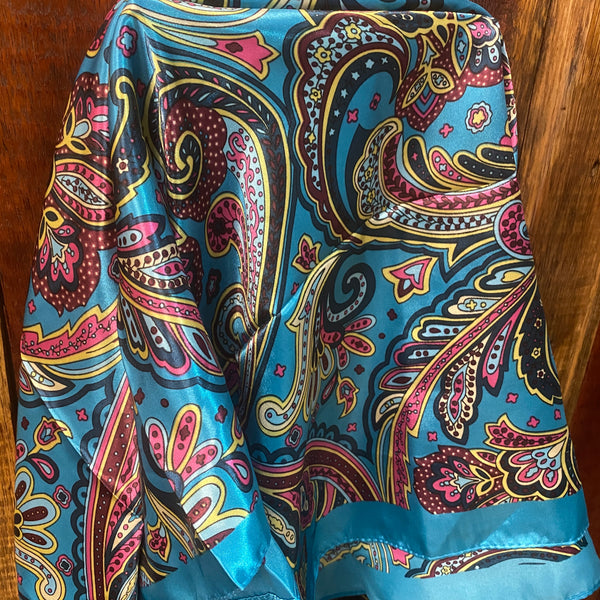 Aqua/Teal/Pink Paisley Wild Rag