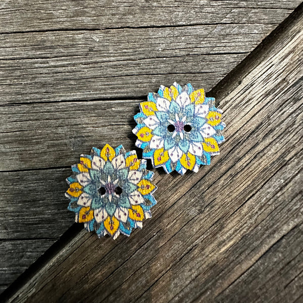 Assorted Timber Mandala Stud Earrings