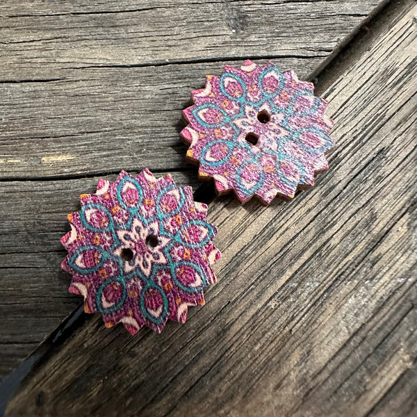 Assorted Timber Mandala Stud Earrings