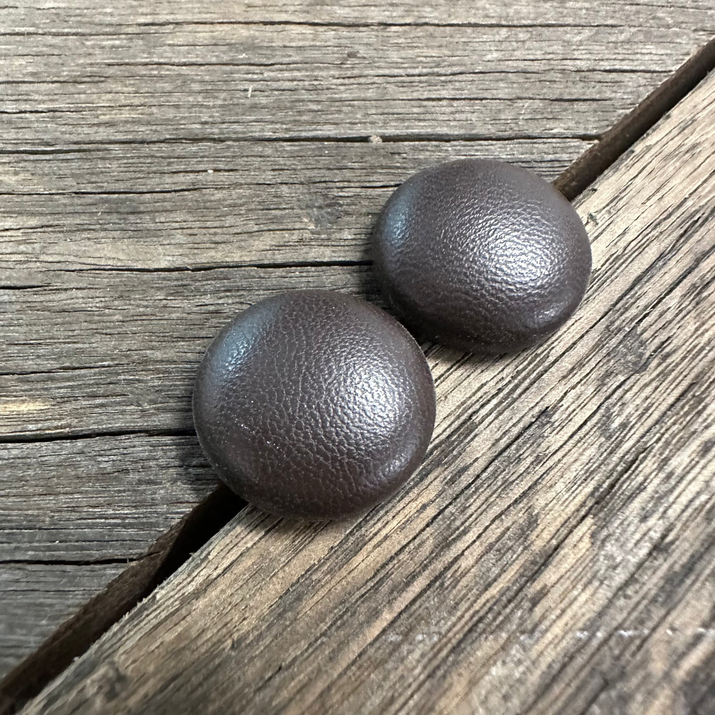 Dark Brown Faux Leather Fabric Earrings
