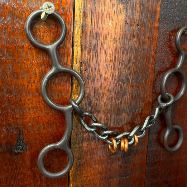 JR Cowhorse Brown Steel Chain Bit with Copper Rings
