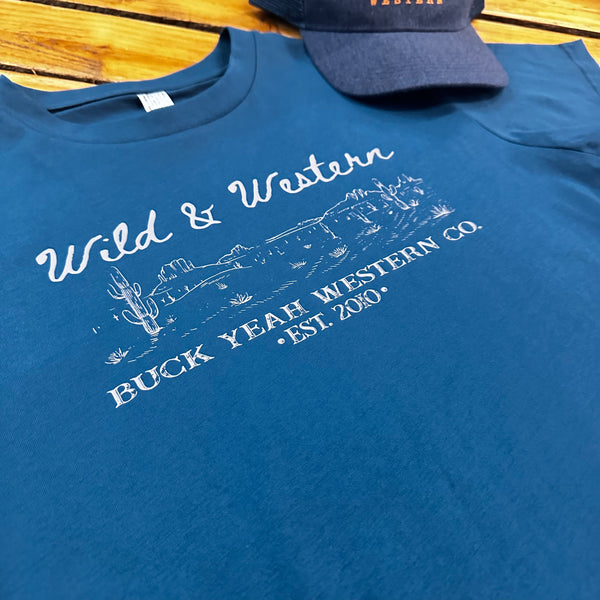 Wild & Western Mens Crew Neck Tee - Teal