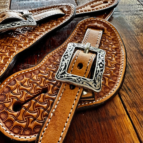 Youth Cowboy Shape Spur Straps W Stamping