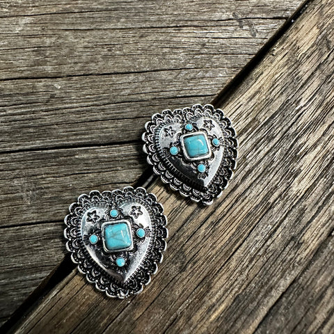 Silver Lace Design Heart Earrings