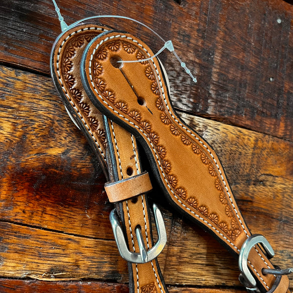 Ladies Floral Leather Spur Straps
