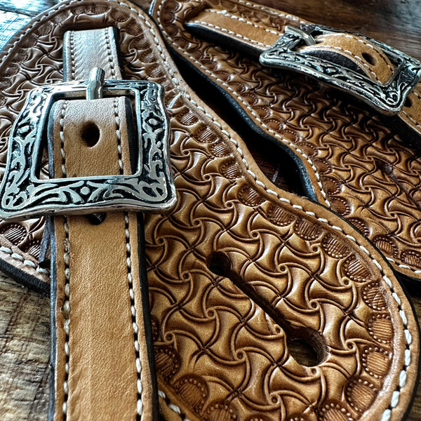 Youth Cowboy Shape Spur Straps W Stamping