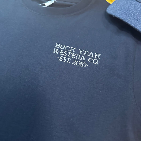 Wild & Western Bronc Mens Crew Neck Tee - Navy