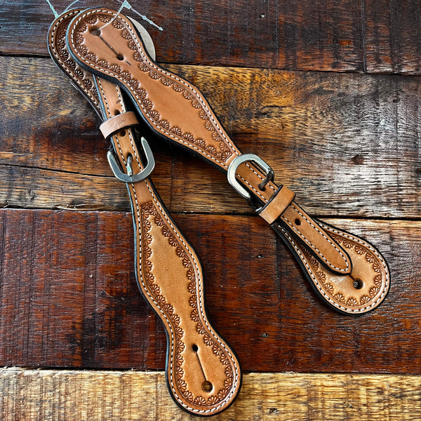 Ladies Floral Leather Spur Straps