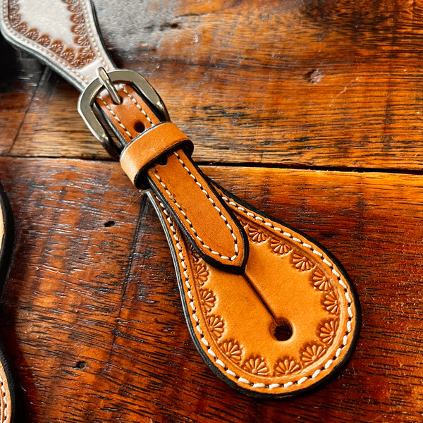 Ladies Floral Leather Spur Straps