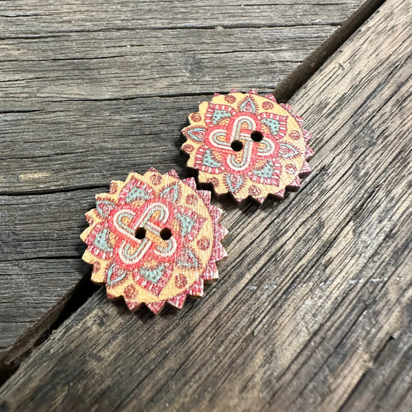 Assorted Timber Mandala Stud Earrings
