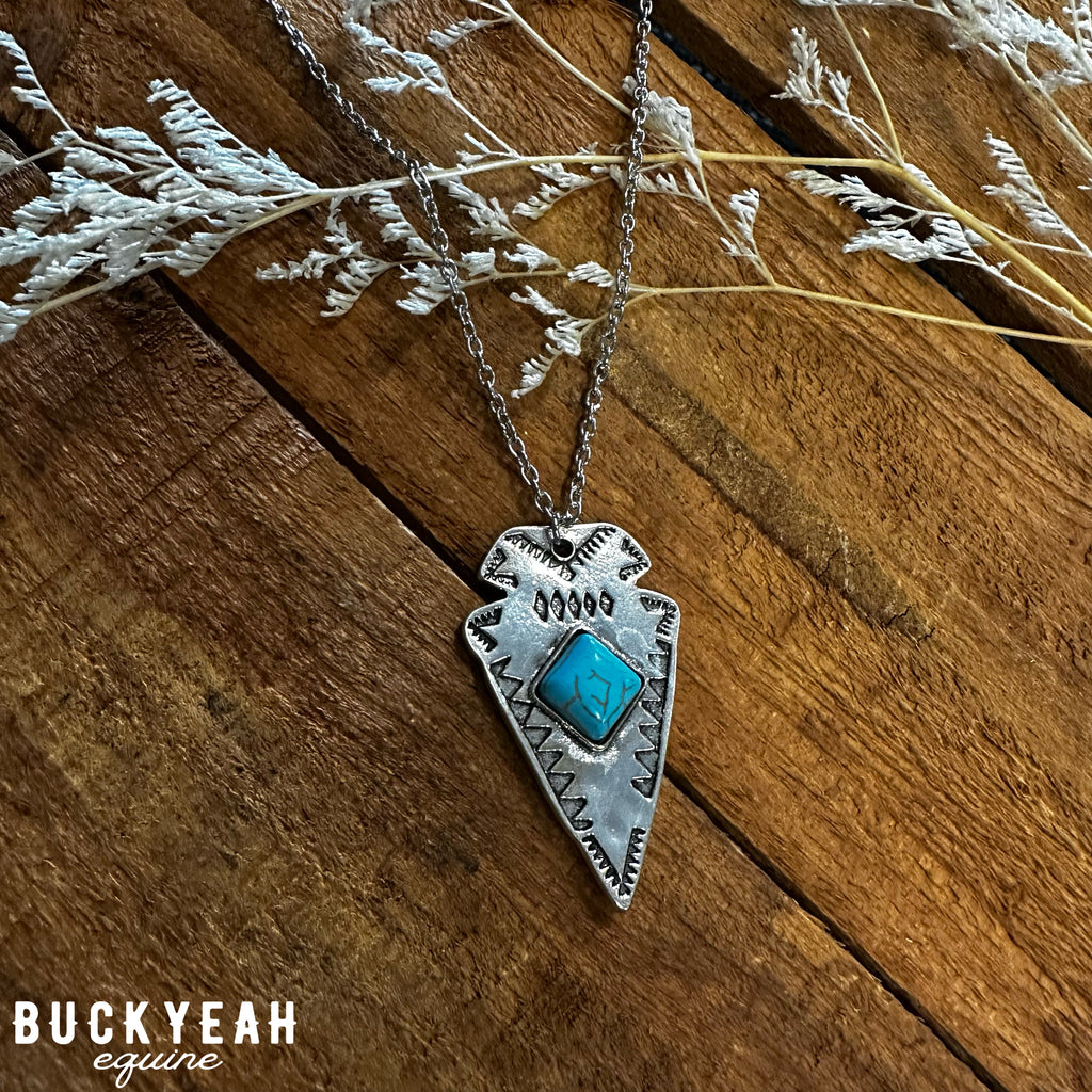Arrowhead W Turquoise Stone Pendant Necklace