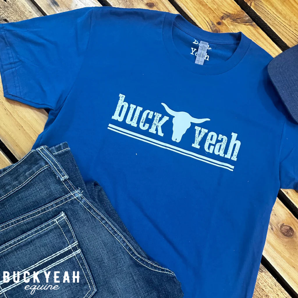 Buck Yeah Mens Crew Neck Tee- Blue
