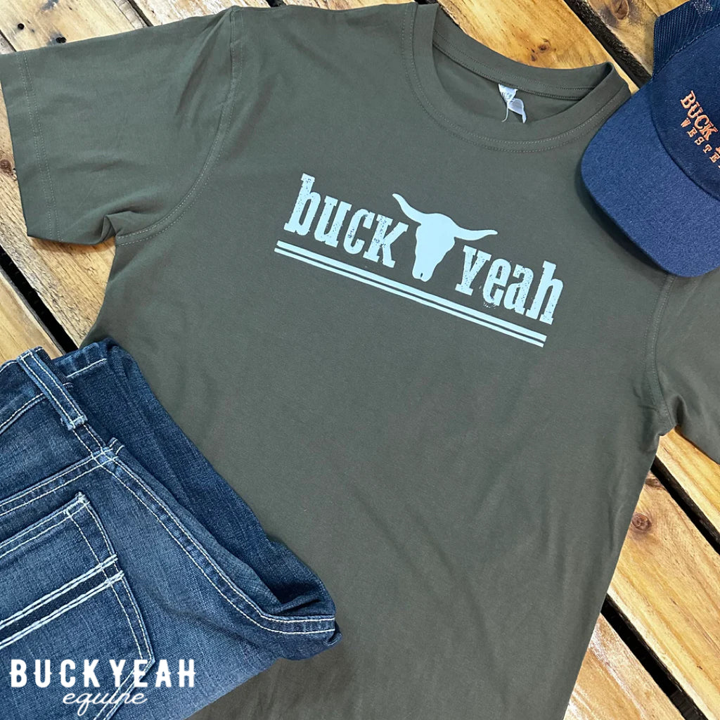 Buck Yeah Mens Crew Neck Tee - Olive