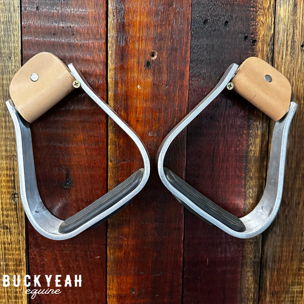 Angled Off Set Aluminum Stirrups with Removable Rubber Tread