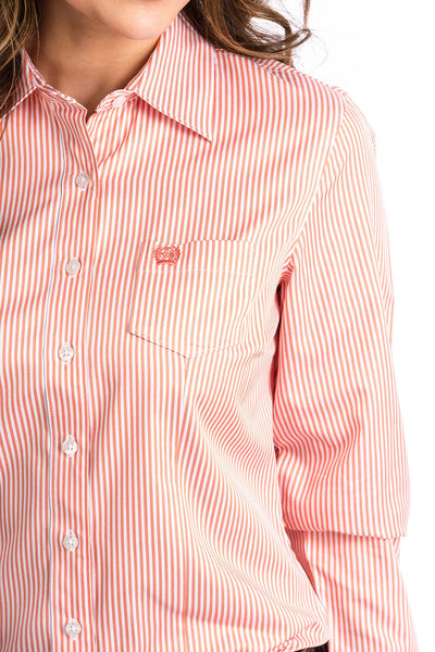 CINCH Ladies Button-Down Shirt - Coral TENCEL