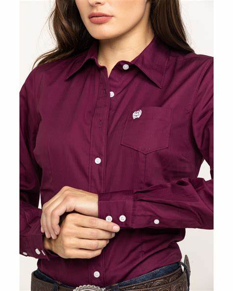 CINCH Ladies Button-Down Shirt - Burgundy