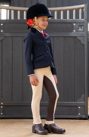 BARE Youth 2-Tone Competition Tights - Stone/Havana Brown