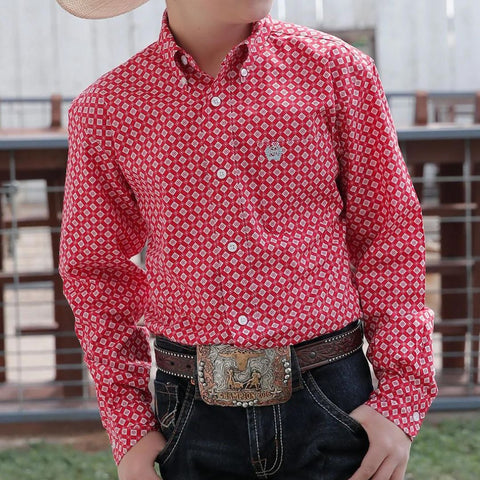 Youth Boys - Cinch RED Long Sleeve Button Up Shirt