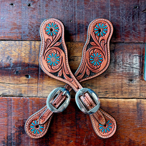 Ladies Turquoise Daisy Spur Straps