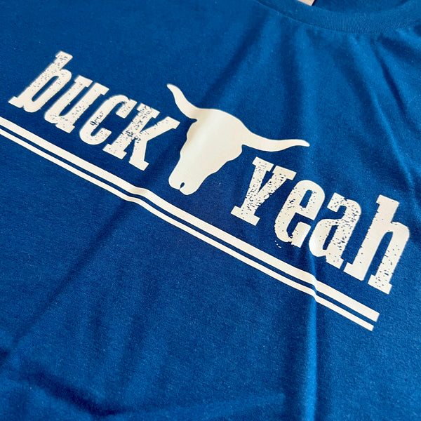 Buck Yeah Mens Crew Neck Tee- Blue