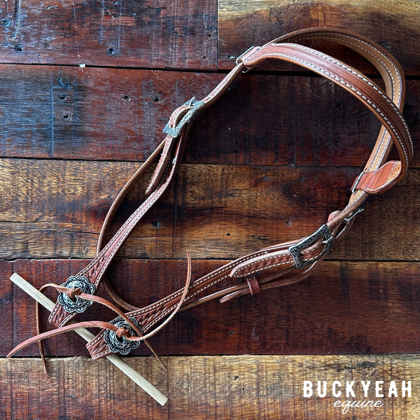 Argentina cow leather Brow Band headstall