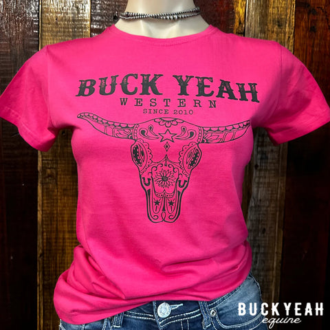 BY Branded Long Horn Tee - HOT PINK