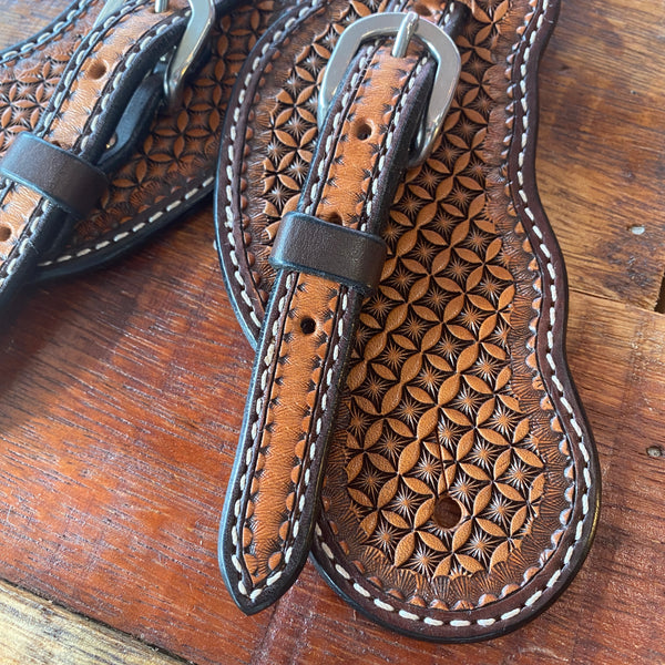 Men's Shaped Tooled Spur Strap