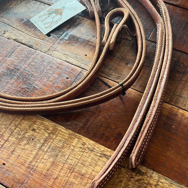 7'8FT Double Stitched Harness Leather Weighted Split Reins