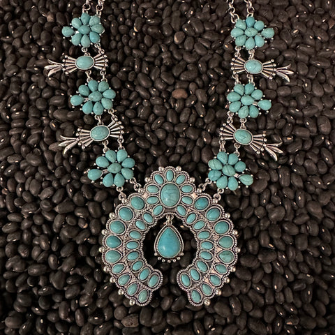Turquoise Statement Necklace W Earrings