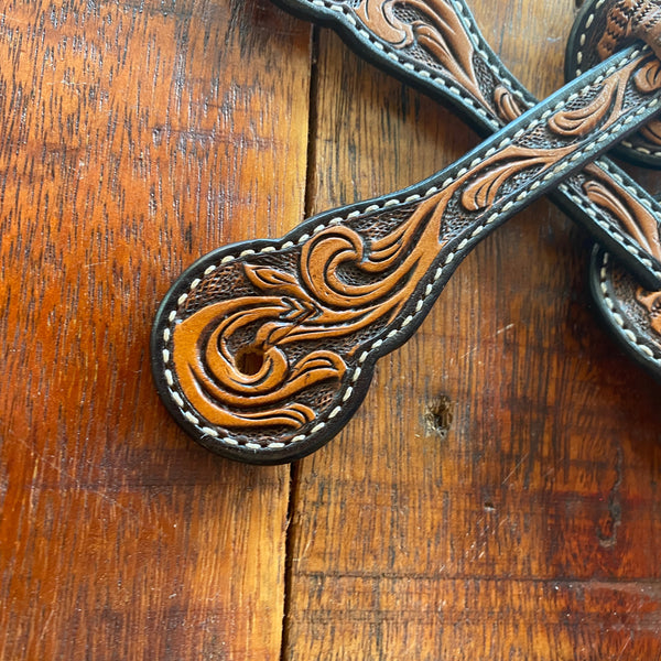 Mens Dark Spur Strap with Carving