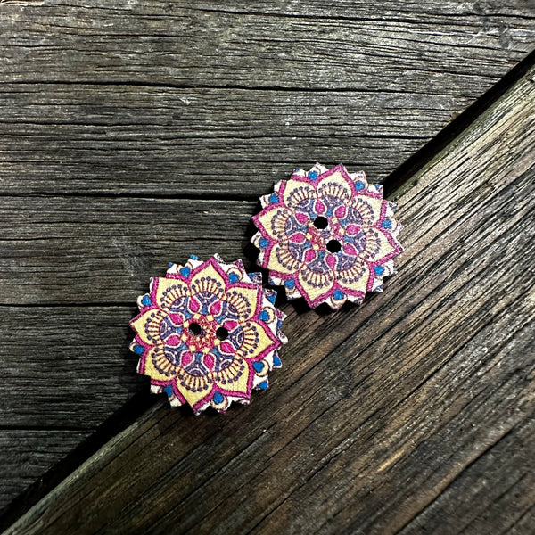 Assorted Timber Mandala Stud Earrings