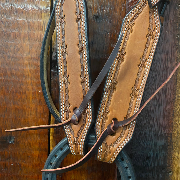 Double Stitched Headstall with Barbed Wire Tooling