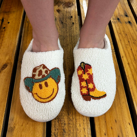 Cowboy & Boot Emoji Graphic Slippers