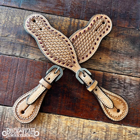 Ezy Ride Spur Strap with Basket Stamping & Red Lace