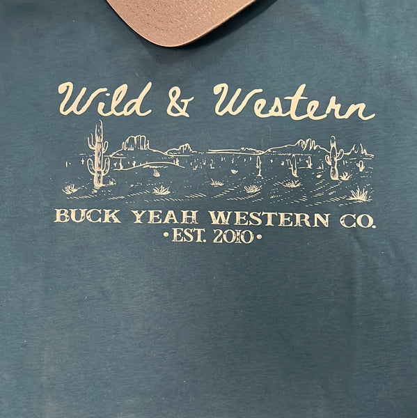 Wild & Western Mens Crew Neck Tee - Teal