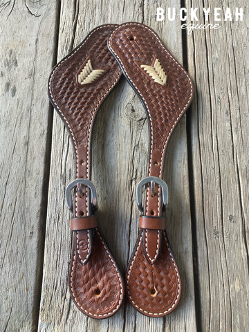 Men’s Cream Arrow Plait Tooled Spur Strap