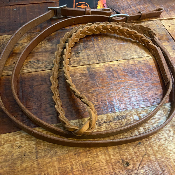 8ft Leather Plaited Reins