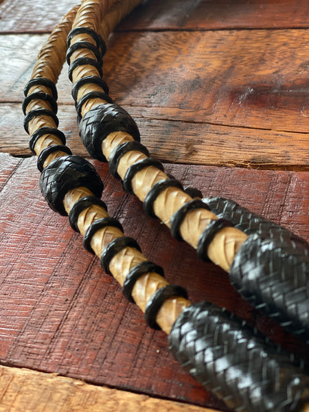 8ft Romal Reins with Black Rawhide