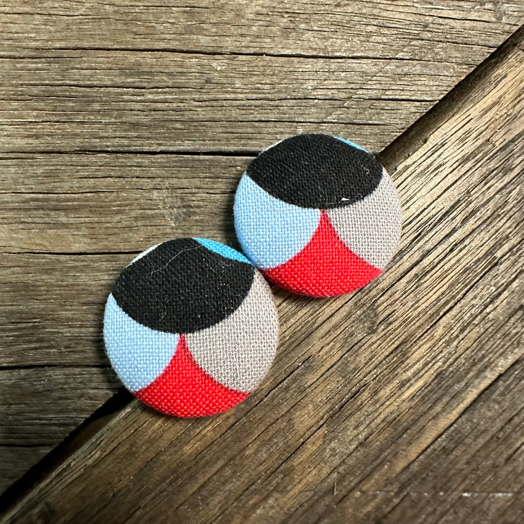 Black/Grey/Red Fabric Earrings